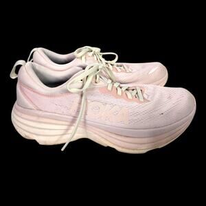 Hoka Bondi 8 Pink Road Running Sneaker Shoes Rocker Fitness Run Comfort Low 10